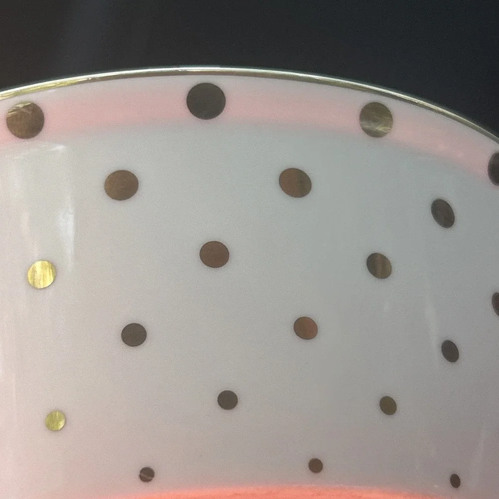 Small Fido's Diner Pet Bowl White w/gold Polka Dots & Pawprint Food Water Bowl